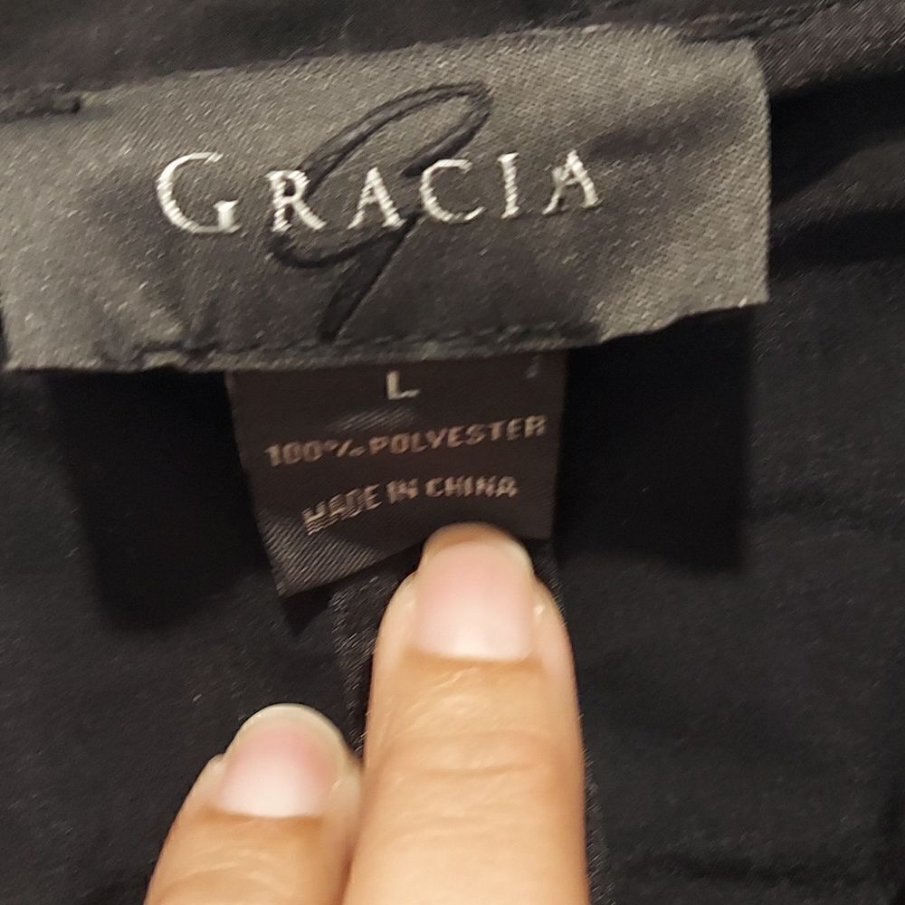Gracia Black Sleeveless Vest Cape Jacket Removable Hood Sz Large - Picture 9 of 13